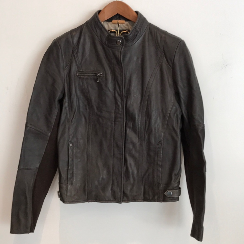 Mark New York grey leather jacket
